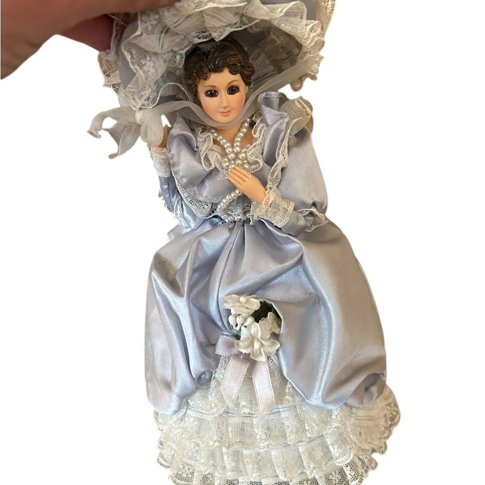 Bradley Porcelain Music Doll victorian, Southern Belle-plays “speak softly love”